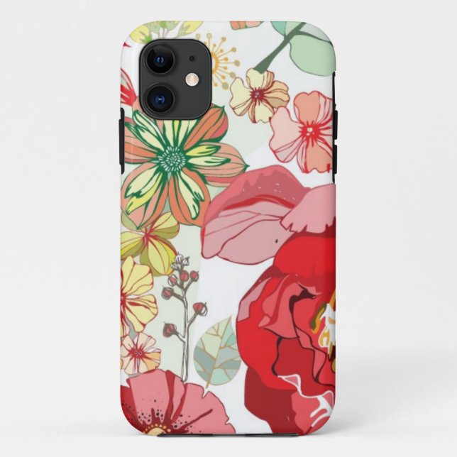 Funda De Case-Mate Para iPhone Modelo con las flores rojas (Reverso)