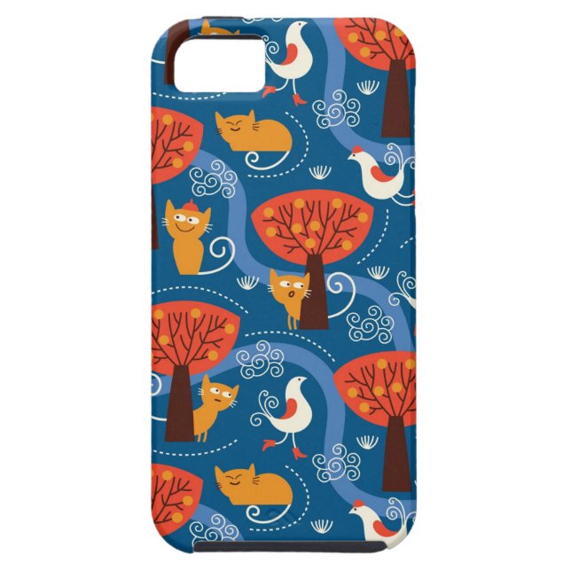 Funda De Case-Mate Para iPhone modelo con los gatos y los pájaros lindos (Atrás)