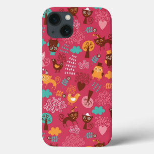 Funda Para iPhone 13 Modelo con los pájaros y los gatos lindos