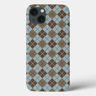 Funda Para iPhone 13 Modelo de Argyle en azul y de color topo