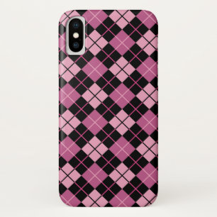 Funda Para iPhone X Modelo de Argyle en negro y rosa