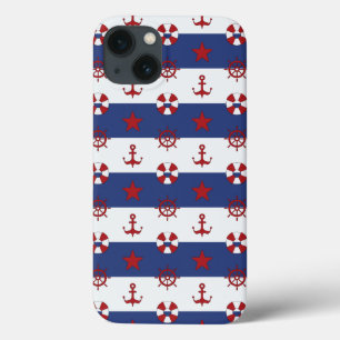 Funda Para iPhone 13 Modelo de barras y estrellas náutico