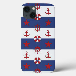 Funda Para iPhone 13 Modelo de barras y estrellas náutico