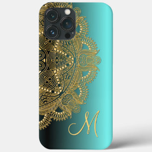 Funda Para iPhone 13 Pro Max Modelo de encargo del arte de la mandala del oro