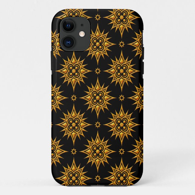 Funda De Case-Mate Para iPhone Modelo de estrella amarillo y negro (Reverso)