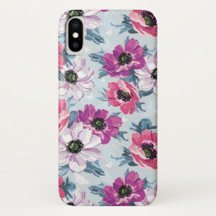 Funda Para iPhone X Modelo de flores del color de la elegancia en azul