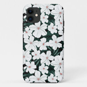 Funda Para iPhone 11 Modelo de flores tropical blanco