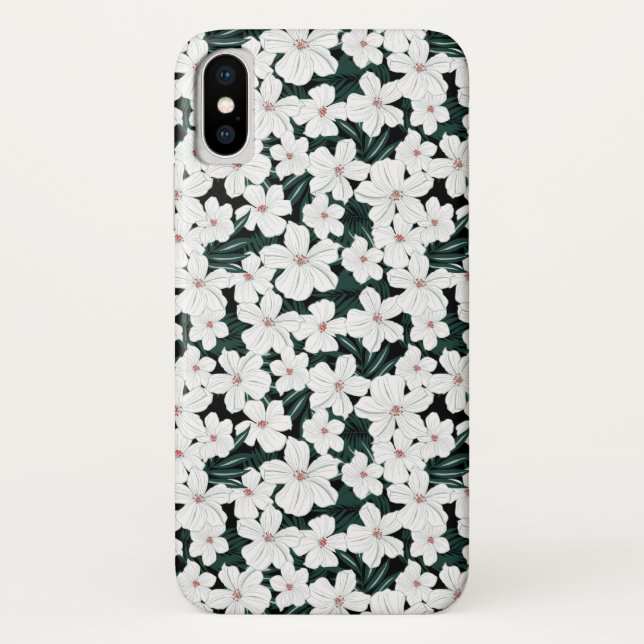 Funda De Case-Mate Para iPhone Modelo de flores tropical blanco (Reverso)