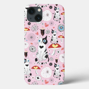 Funda Para iPhone 13 modelo de gatos y de flores