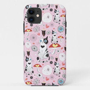 Funda Para iPhone 11 modelo de gatos y de flores