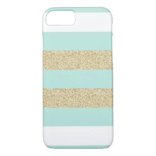 Funda Para iPhone 8/7 Modelo de la raya de la menta y del oro