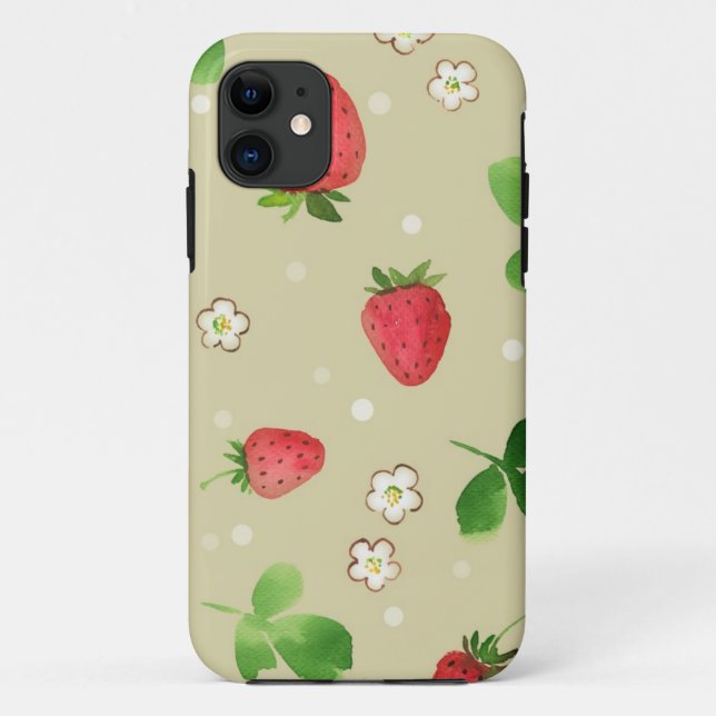 Funda De Case-Mate Para iPhone Modelo de las fresas de la acuarela (Reverso)