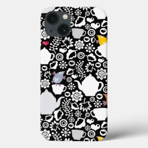 Funda Para iPhone 13 Modelo de los pájaros y de las tazas