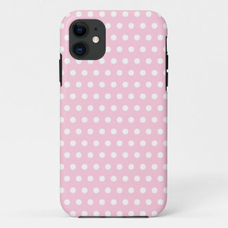 Funda Para iPhone 11 Modelo de lunares rosado y blanco