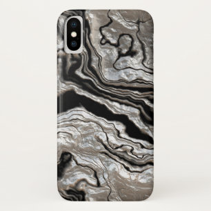 Funda Para iPhone X Modelo de mármol negro de plata fundido
