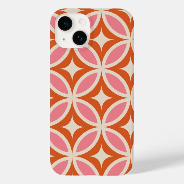 Funda De Case-Mate Para iPhone Modelo de Naranja geométrico rosa moderno de media (Reverso )