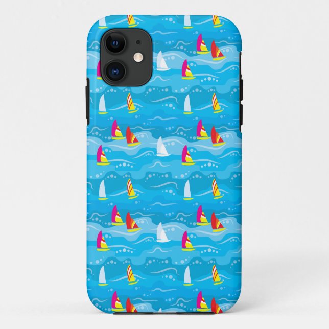 Funda De Case-Mate Para iPhone Modelo de neón del yate (Reverso)