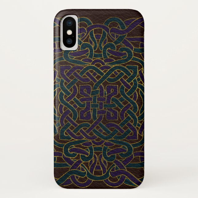 Funda De Case-Mate Para iPhone Modelo de nudo céltico infinito en el cuero (Reverso)