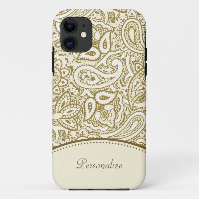 Funda De Case-Mate Para iPhone Modelo de Paisley del oro (Reverso)