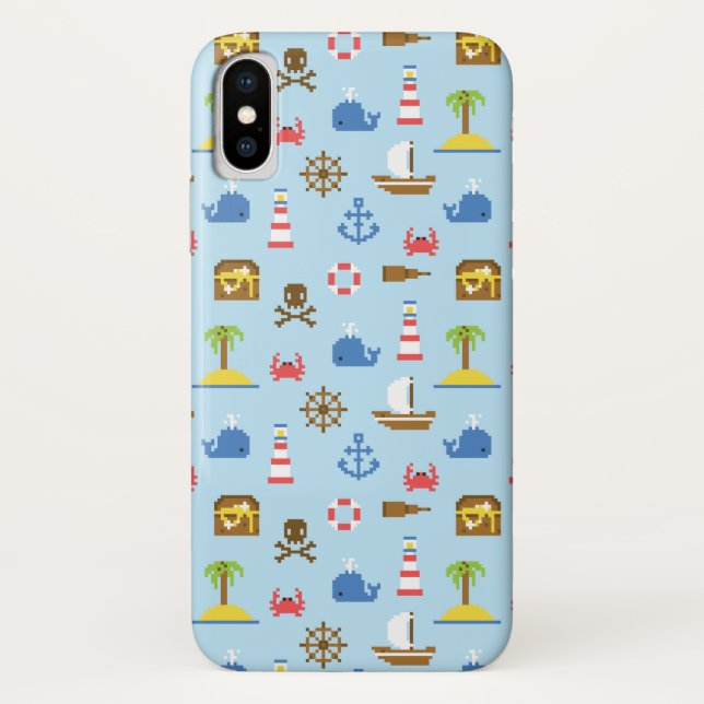Funda De Case-Mate Para iPhone Modelo del arte del mar del pixel (Reverso)