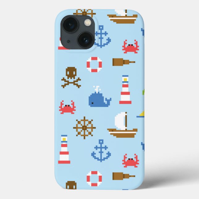 Funda De Case-Mate Para iPhone Modelo del arte del mar del pixel (Reverso)