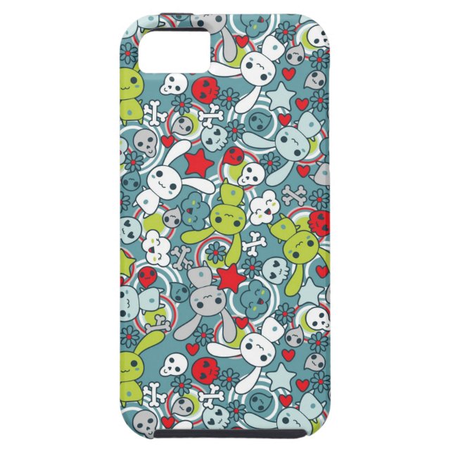Funda De Case-Mate Para iPhone modelo del azul del kawaii (Atrás)