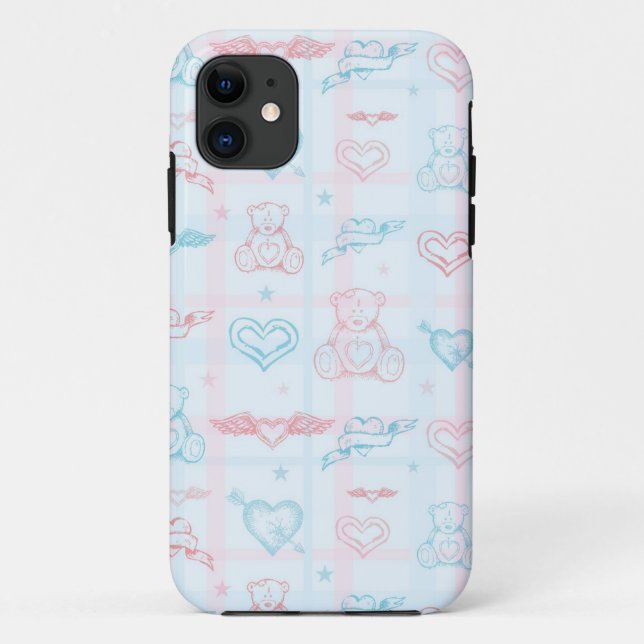 Funda De Case-Mate Para iPhone modelo del bebé con el oso de peluche (Reverso)