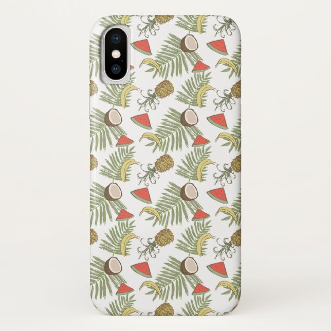 Funda De Case-Mate Para iPhone Modelo del bosquejo de la fruta tropical (Reverso)