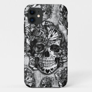 Funda Para iPhone 11 Modelo del cráneo del azúcar del Grunge