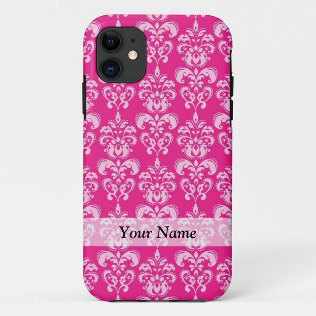 Funda De Case-Mate Para iPhone Modelo del damasco de las rosas fuertes (Reverso)