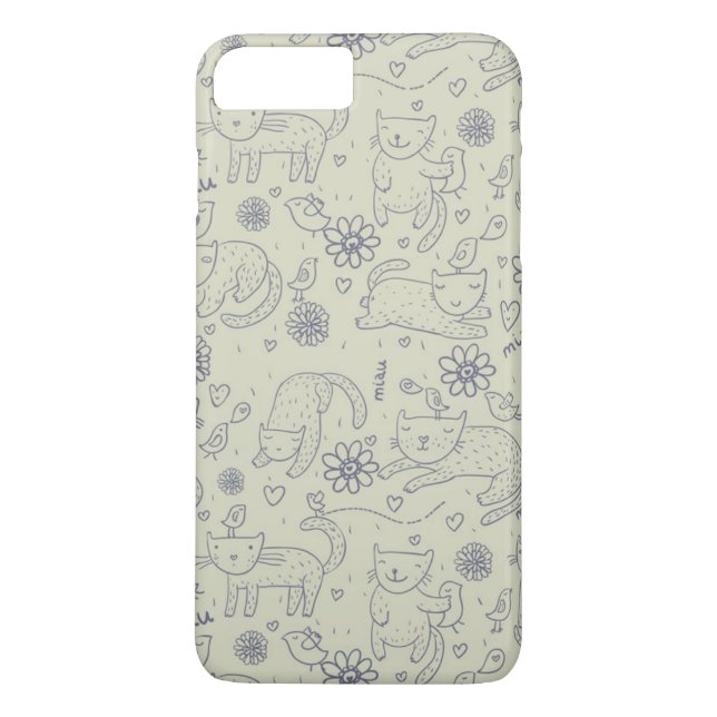 Funda De Case-Mate Para iPhone Modelo del dibujo animado con los gatos divertidos (Reverso)