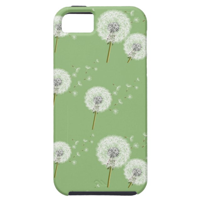 Funda De Case-Mate Para iPhone Modelo del diente de león en fondo verde (Atrás)