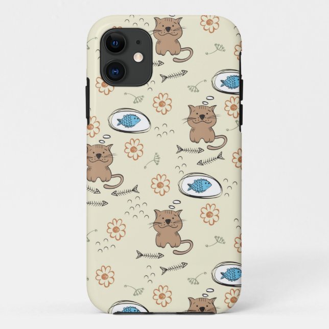 Funda De Case-Mate Para iPhone modelo del gato y de los pescados (Reverso)