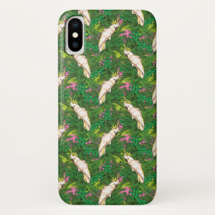Funda Para iPhone X Modelo del loro con las hojas de palma