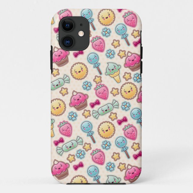 Funda De Case-Mate Para iPhone Modelo del niño de Kawaii con doodles lindos (Reverso)