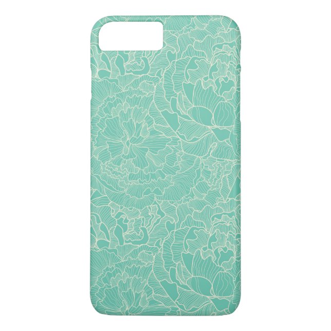 Funda De Case-Mate Para iPhone Modelo del Peony de la turquesa (Reverso)