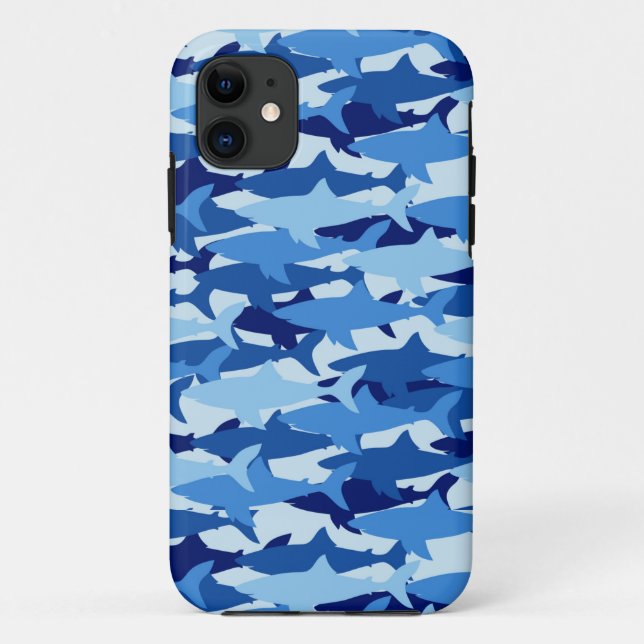 Funda De Case-Mate Para iPhone Modelo del tiburón azul (Reverso)
