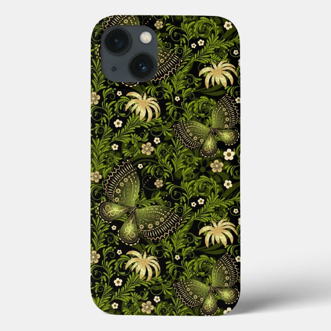 Funda De Case-Mate Para iPhone Modelo del Verde-oro de la primavera (Reverso)