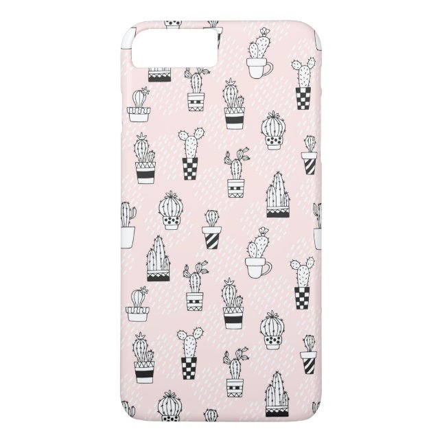 Funda De Case-Mate Para iPhone Modelo dibujado mano linda del cactus (Reverso)
