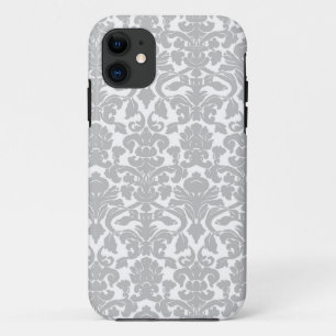 Funda Para iPhone 11 Modelo floral adornado del damasco de los gris
