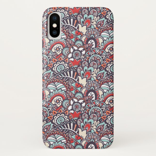 Funda De Case-Mate Para iPhone Modelo floral del Doodle de Paisley (Reverso)
