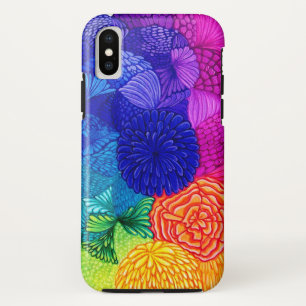 Funda Para iPhone X Modelo floral feliz colorido del arco iris
