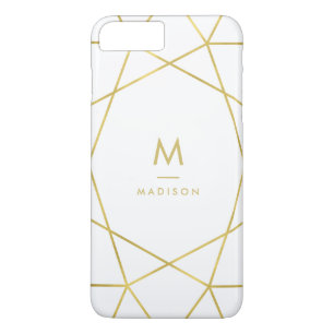 Funda Para iPhone 8 Plus/7 Plus Modelo geométrico del falso oro moderno en blanco