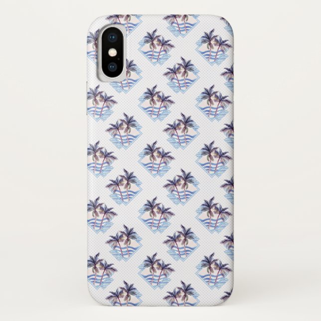 Funda De Case-Mate Para iPhone Modelo geométrico púrpura de la palmera de la (Reverso)