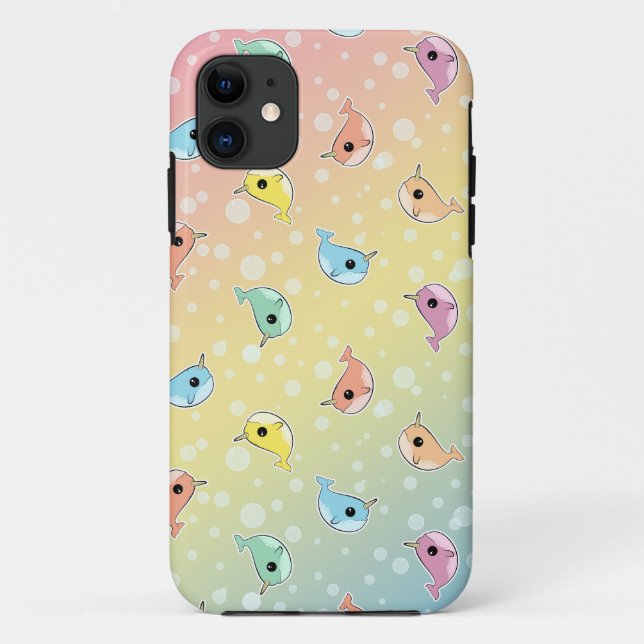 Funda De Case-Mate Para iPhone Modelo gordo de Narwhal del arco iris (Reverso)
