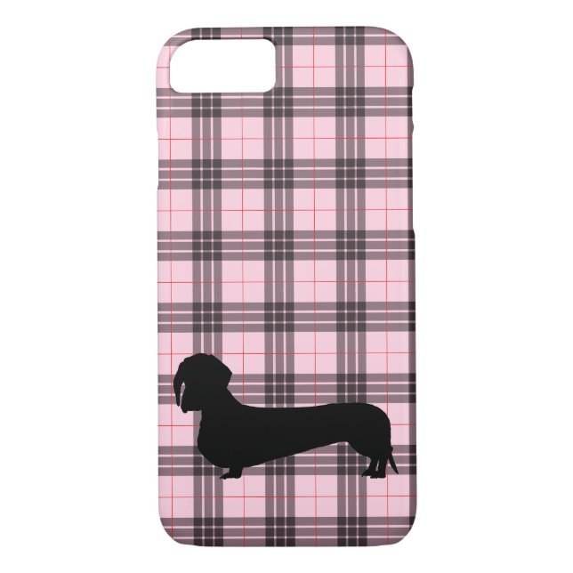 Funda De Case-Mate Para iPhone Modelo gris rosado del Dachshund de la tela (Reverso)