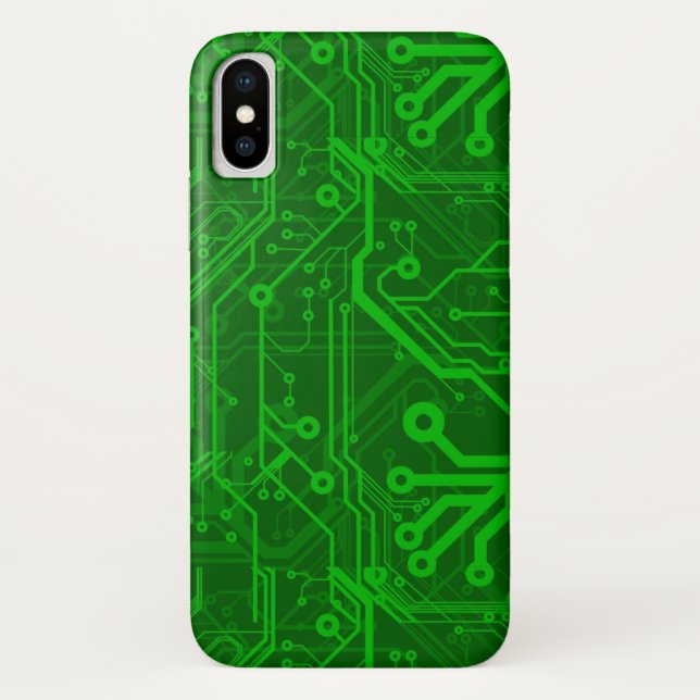 Funda De Case-Mate Para iPhone Modelo impreso verde de la placa de circuito (Reverso)