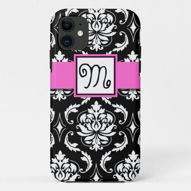 FUNDA DE Case-Mate PARA iPhone MODELO INICIAL, ROSADO, NEGRO FEMENINO DEL DAMASCO (Reverso)