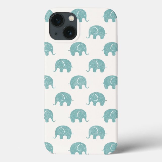 Funda De Case-Mate Para iPhone Modelo lindo verde azulado del elefante (Reverso)