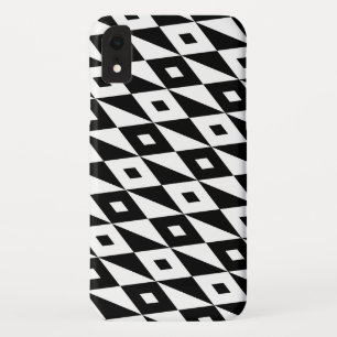 Funda Para iPhone XR Modelo moderno blanco y negro de los rombos